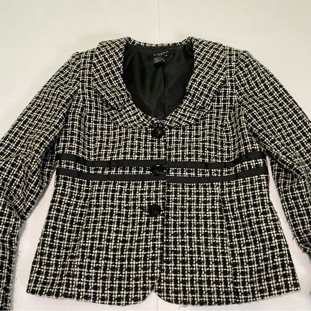 Sandro  Women's Black and White Tweed Jacket - Picture 3 of 7